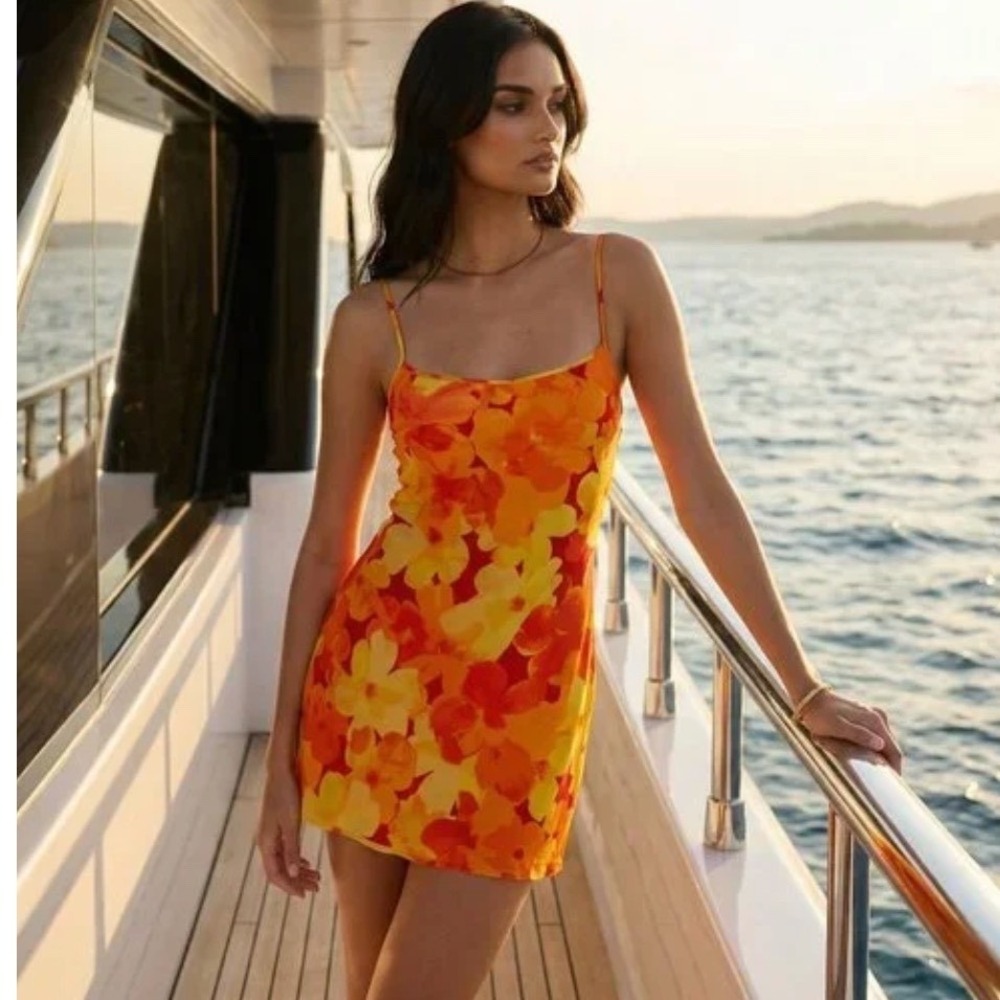 RUMORED Vintage Slip Mini Dress in Heatwave Floral Tropical XL